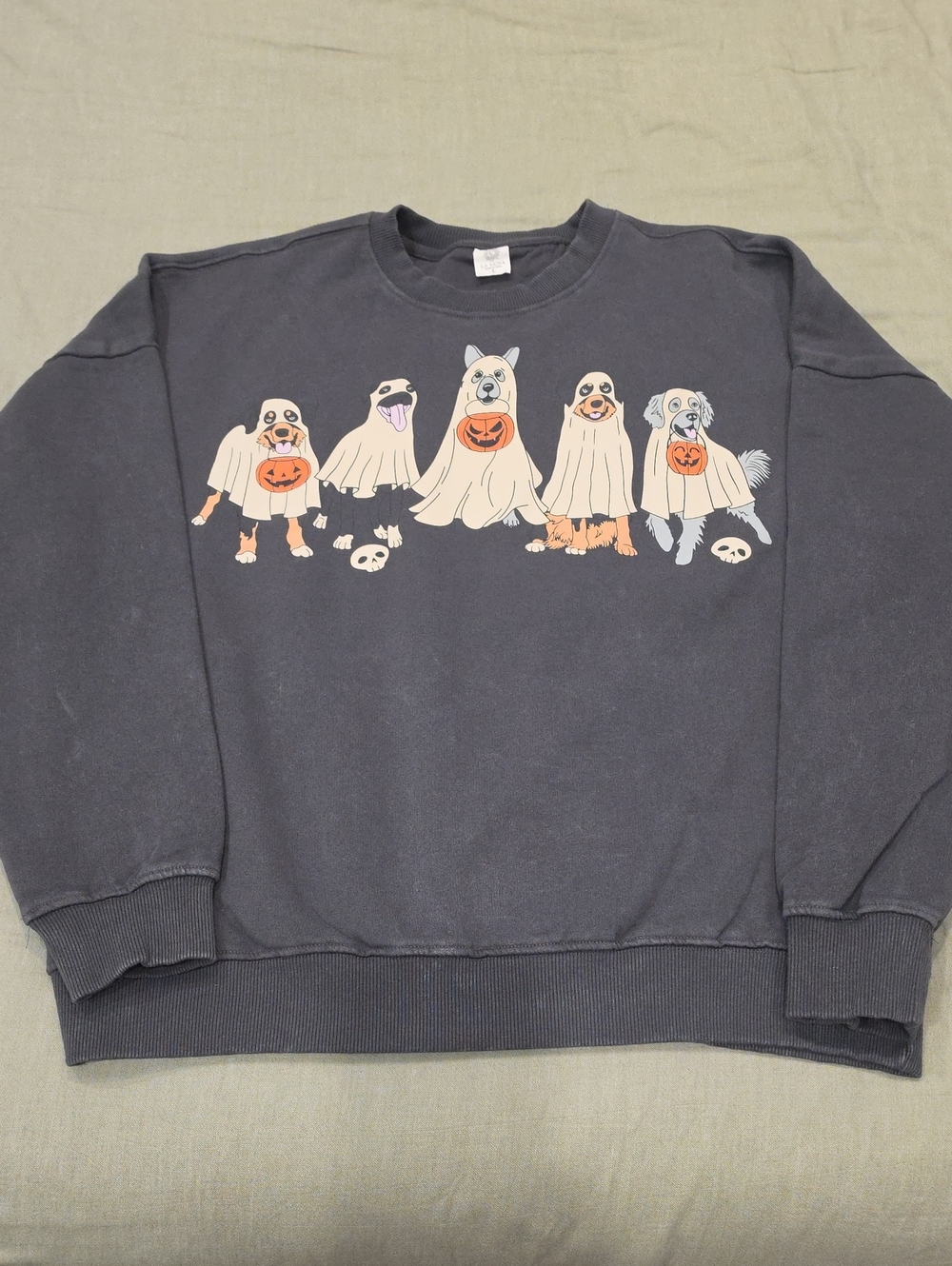 La Luna Ghost Dog Graphic Sweatshirt Gray Large